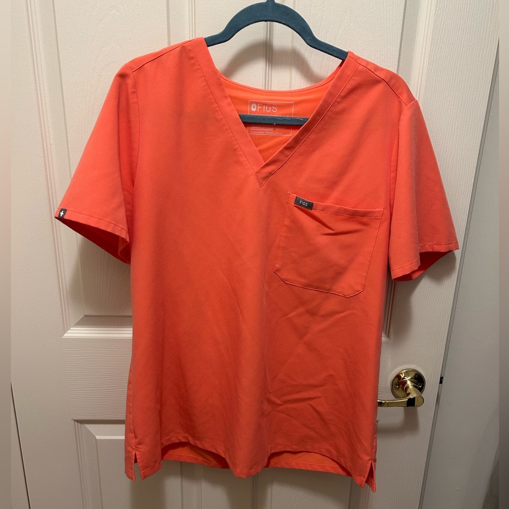 Figs Catarina Scrub Top Hot Coral XL